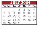 District School Academic Calendar for Lehman Alternative Community School for July 2024
