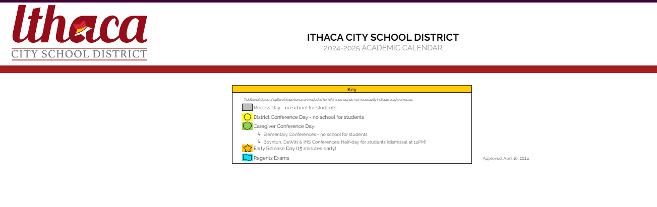 District School Academic Calendar Key for Lehman Alternative Community School
