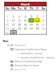 District School Academic Calendar for Lehman Alternative Community School for March 2025
