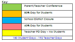 District School Academic Calendar Legend for Career Academic Placement Program