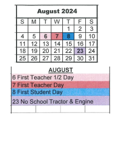 District School Academic Calendar for Bloomfield Elementary School for August 2024