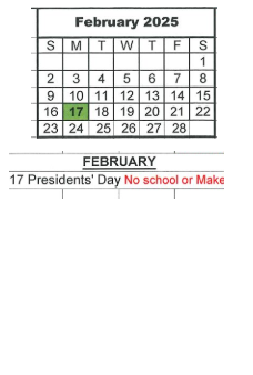 District School Academic Calendar for Bloomfield Elementary School for February 2025