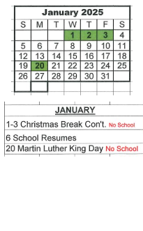 District School Academic Calendar for Bloomfield Elementary School for January 2025