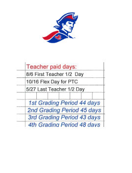 District School Academic Calendar Legend for Bloomfield Elementary School