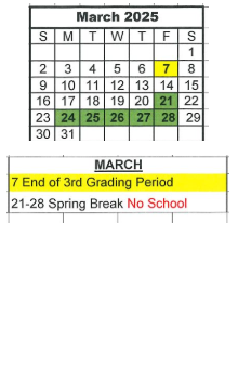 District School Academic Calendar for Bloomfield Elementary School for March 2025