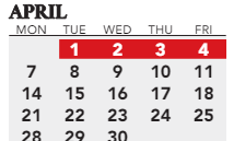 District School Academic Calendar for Trunnell Elementaryentary School for April 2025