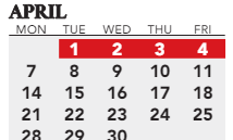 District School Academic Calendar for Ackerly/bingham Guidance Center Spec Ed for April 2025