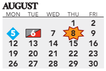 District School Academic Calendar for Ackerly/bingham Guidance Center Spec Ed for August 2024