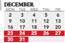 District School Academic Calendar for Ackerly/bingham Guidance Center Spec Ed for December 2024