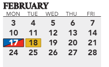 District School Academic Calendar for Jaeger Preschool for February 2025