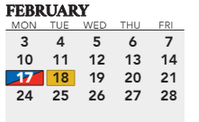 District School Academic Calendar for Keller Day Treatment Center Alt Sch for February 2025