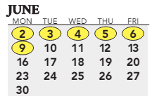District School Academic Calendar for Allan Cott School for June 2025
