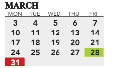 District School Academic Calendar for Keller Day Treatment Center Alt Sch for March 2025