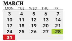 District School Academic Calendar for Greenwood Elementaryentary School for March 2025