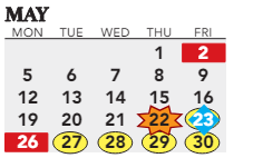 District School Academic Calendar for Lipscomb Elementaryentary School for May 2025