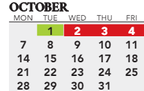 District School Academic Calendar for Ackerly/bingham Guidance Center Spec Ed for October 2024