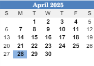 District School Academic Calendar for Hueytown Middle School for April 2025