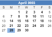 District School Academic Calendar for Gresham Middle School for April 2025