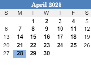 District School Academic Calendar for Oak Grove Elementaryentary School for April 2025