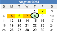District School Academic Calendar for Oak Grove High School for August 2024