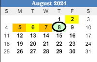 District School Academic Calendar for Oak Grove Elementaryentary School for August 2024