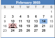 District School Academic Calendar for Oak Grove Elementaryentary School for February 2025