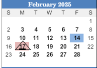 District School Academic Calendar for Gresham Middle School for February 2025