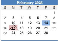 District School Academic Calendar for Clay-chalkville High School for February 2025