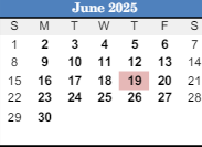 District School Academic Calendar for Jefferson County Ibs for June 2025