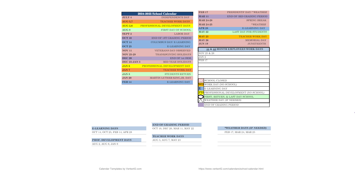 District School Academic Calendar Key for Erwin Elementaryentary School