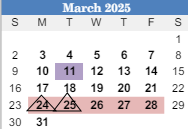 District School Academic Calendar for Spain Rehab for March 2025