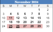 District School Academic Calendar for Fultondale High School for November 2024