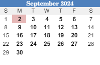 District School Academic Calendar for Gresham Middle School for September 2024