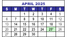 District School Academic Calendar for Wayne Carle Middle School for April 2025