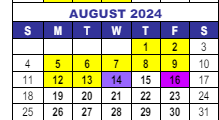 District School Academic Calendar for Interventions Transitional Programs for August 2024