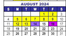 District School Academic Calendar for Weber Elementary School for August 2024