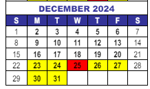 District School Academic Calendar for Zerger Elementary School for December 2024