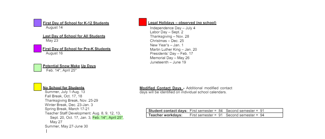 District School Academic Calendar Key for O'connell Middle School