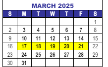 District School Academic Calendar for New America School for March 2025