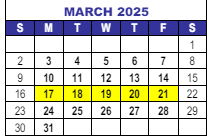 District School Academic Calendar for Interventions Transitional Programs for March 2025