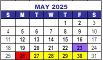 District School Academic Calendar for Westridge Elementary School for May 2025
