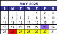 District School Academic Calendar for Jefferson County Open Elementary School for May 2025