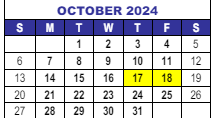 District School Academic Calendar for Interventions Transitional Programs for October 2024