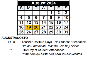 District School Academic Calendar for Sator Sanchez Elem School for August 2024