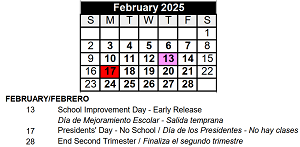 District School Academic Calendar for Sator Sanchez Elem School for February 2025