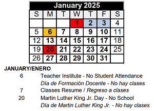 District School Academic Calendar for Sator Sanchez Elem School for January 2025