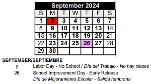 District School Academic Calendar for Sator Sanchez Elem School for September 2024
