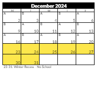 District School Academic Calendar for Jordan Resource Center for December 2024