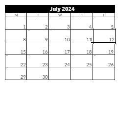 District School Academic Calendar for Jordan Resource Center for July 2024