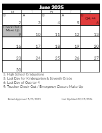 District School Academic Calendar for Jordan Resource Center for June 2025
